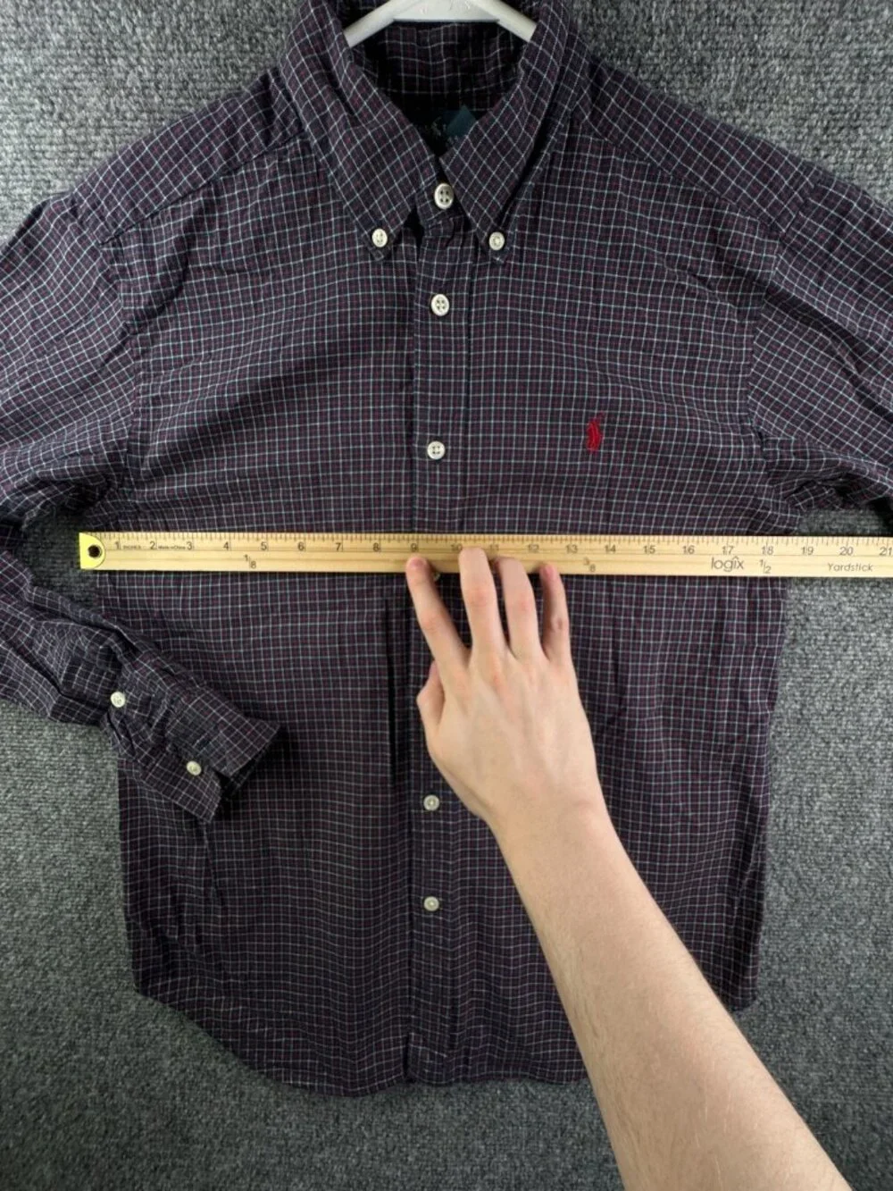 Ralph Lauren Flannel Boy Long Sleeve Button Up Shirt Youth Red Blue Check Cotton